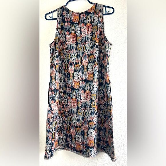 Garnet Hill Linen Dress Fringe Hem A-line Midi Dress - Picture 3 of 8